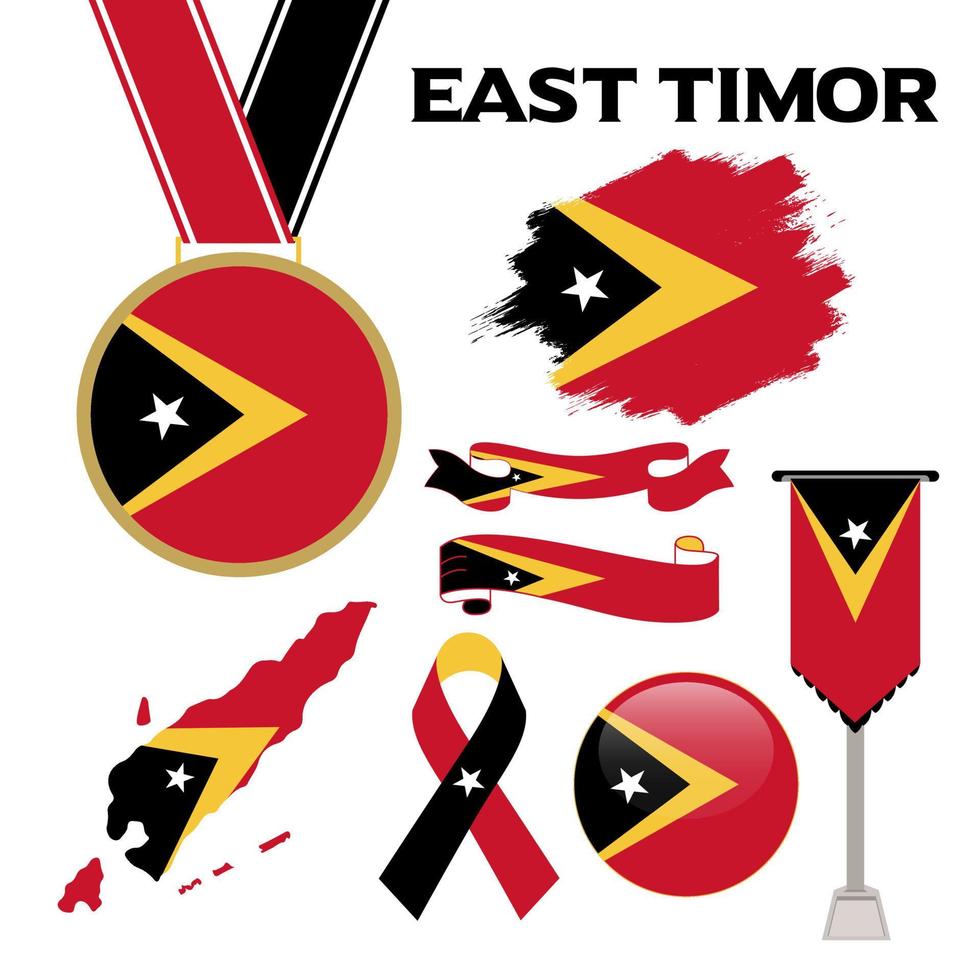 elementen verzameling met de vlag van oosten- Timor ontwerp sjabloon vector