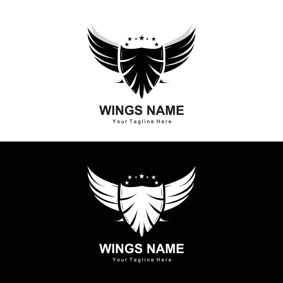 Vleugels logo ontwerp, schild Vleugels vector, vogel veer illustratie vector