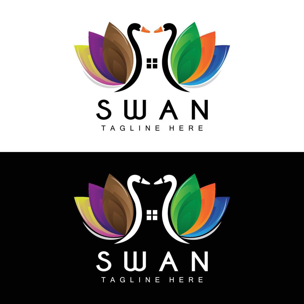 zwaan logo, vogel dier ontwerp, eend logo, Product merk etiket vector