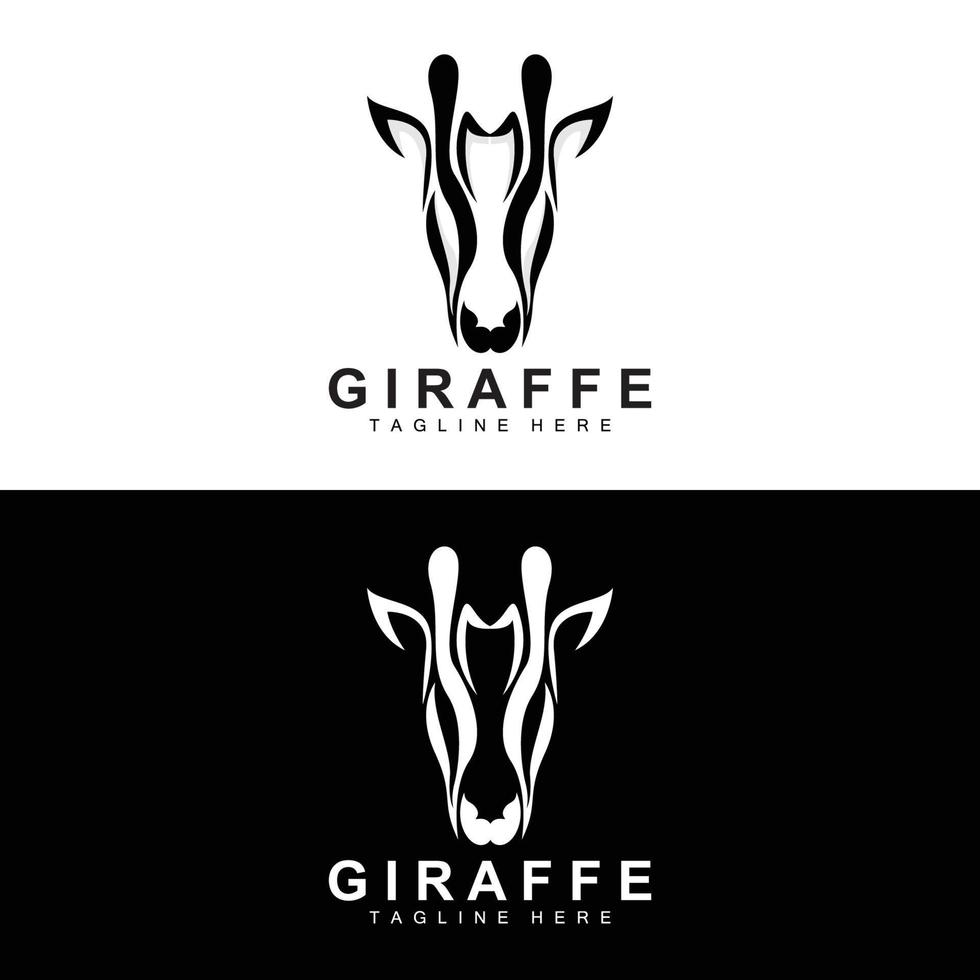 giraffe logo ontwerp, giraffe hoofd vector silhouet, hoog nek dier, dierentuin, tatoeëren illustratie, Product merk