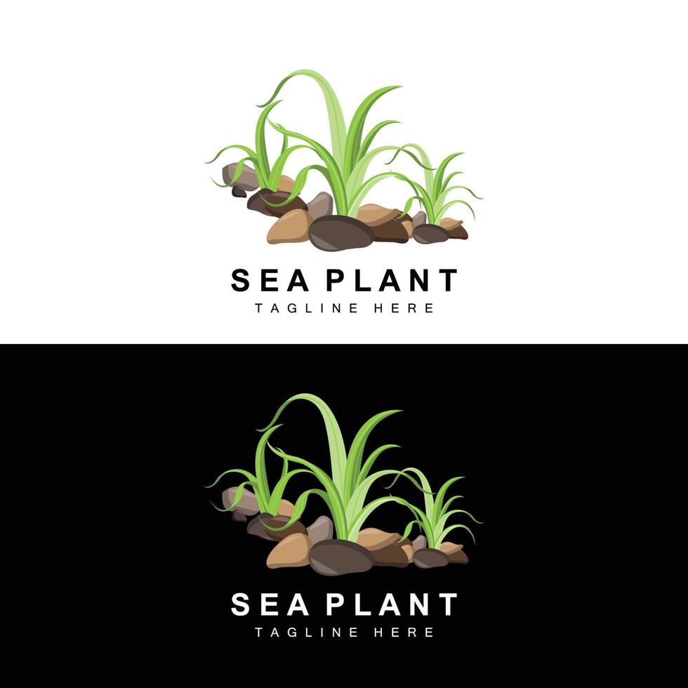 zeewier logo, zee planten vector ontwerp, kruidenier en natuur bescherming