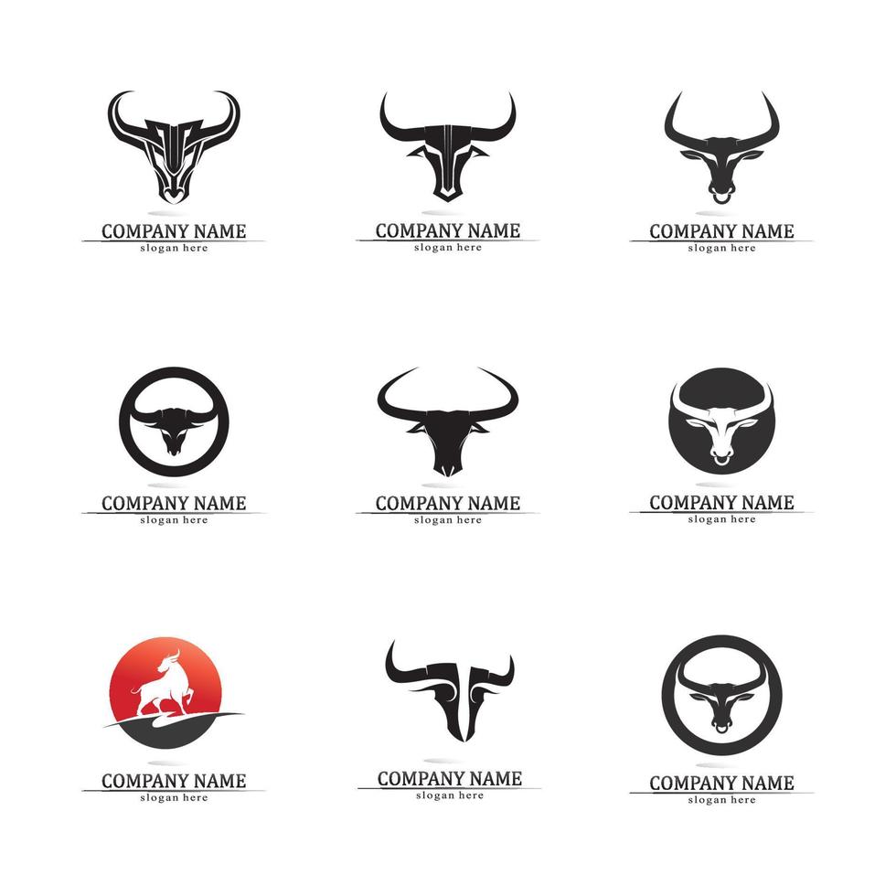 stier hoorn logo en symbool sjabloon pictogrammen app vector