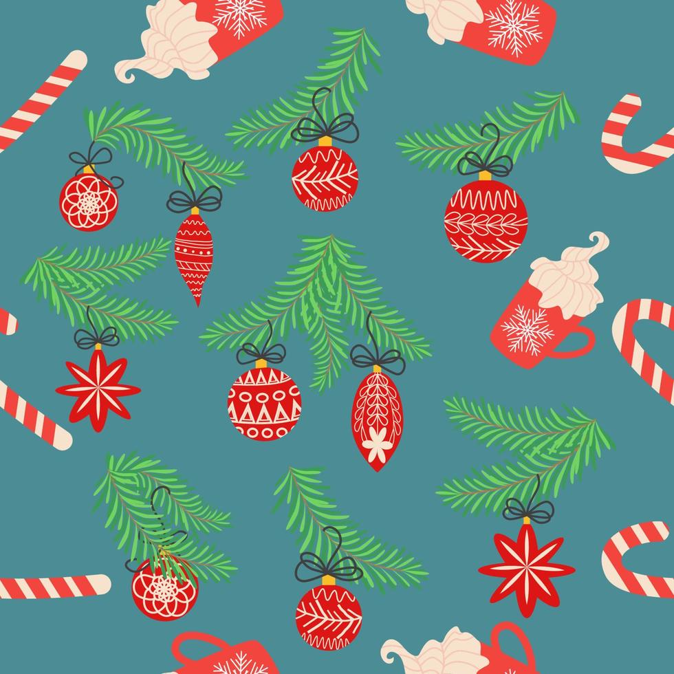 naadloos Kerstmis patroon met Spar takken. net achtergrond vector
