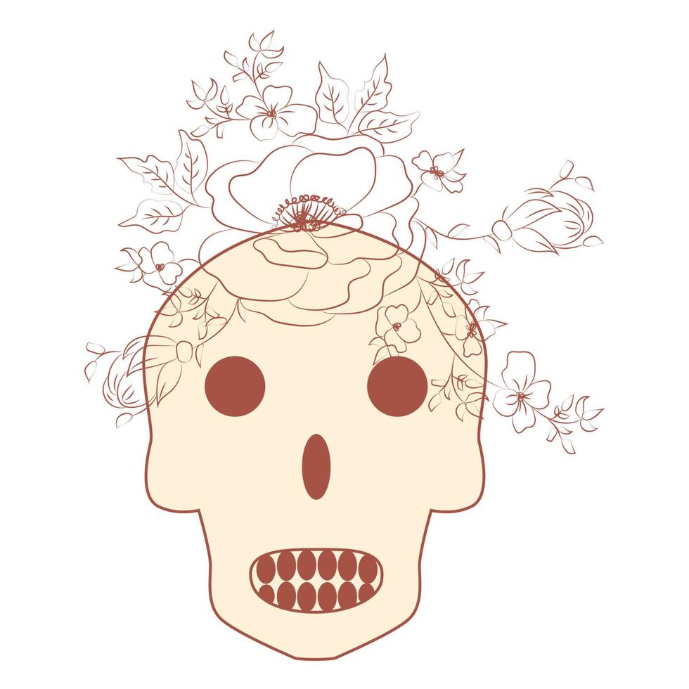 wijnoogst kaart met schedel en bloemen Aan beige achtergrond. dag van de dood. kleurrijk vector