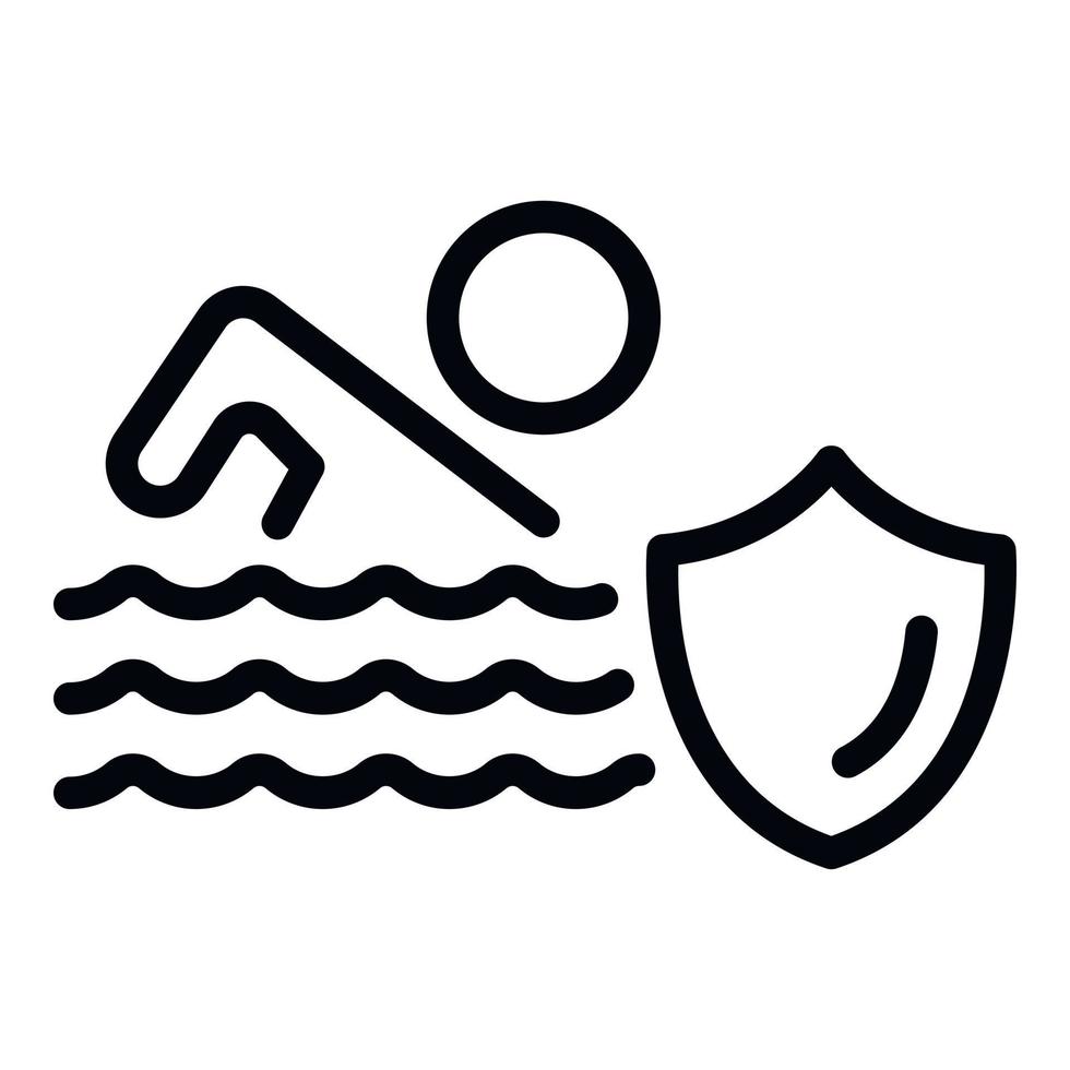 zwemmen verzekering icoon, schets stijl vector