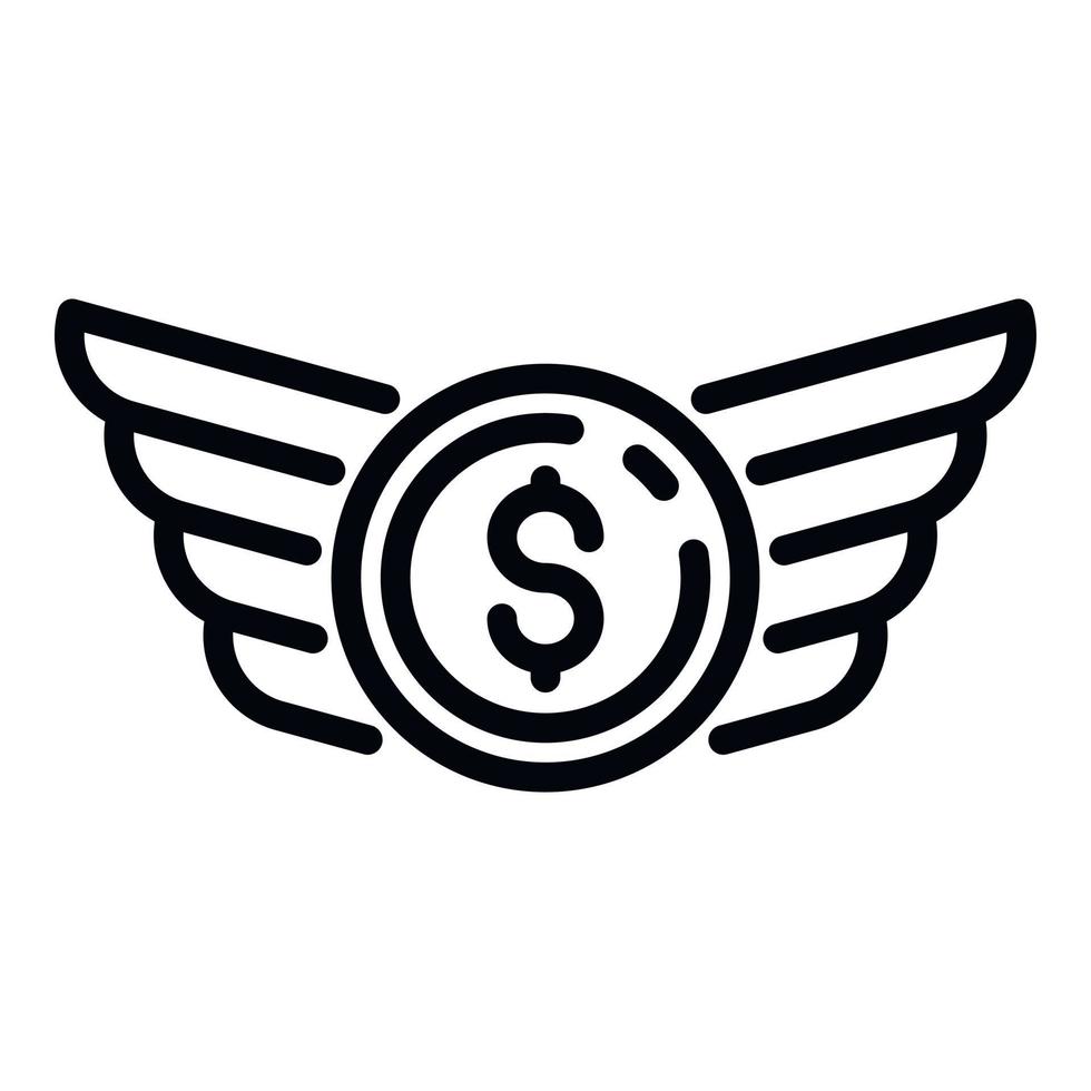 geld Vleugels opstarten icoon, schets stijl vector