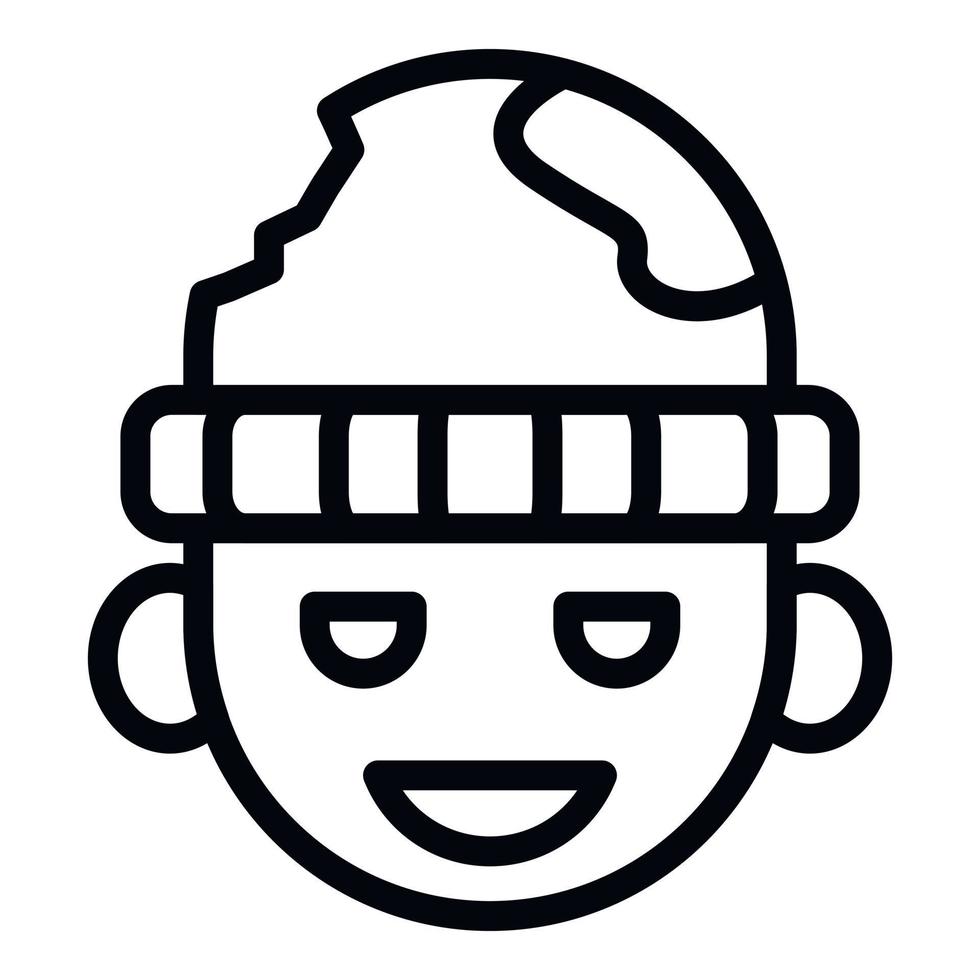 dakloos glimlachen kind icoon, schets stijl vector