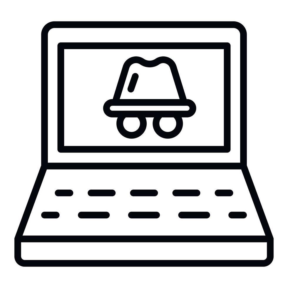 laptop hacker aanval icoon, schets stijl vector