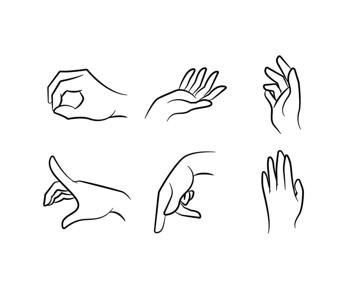 schetsen hand- gebaar reeks vector