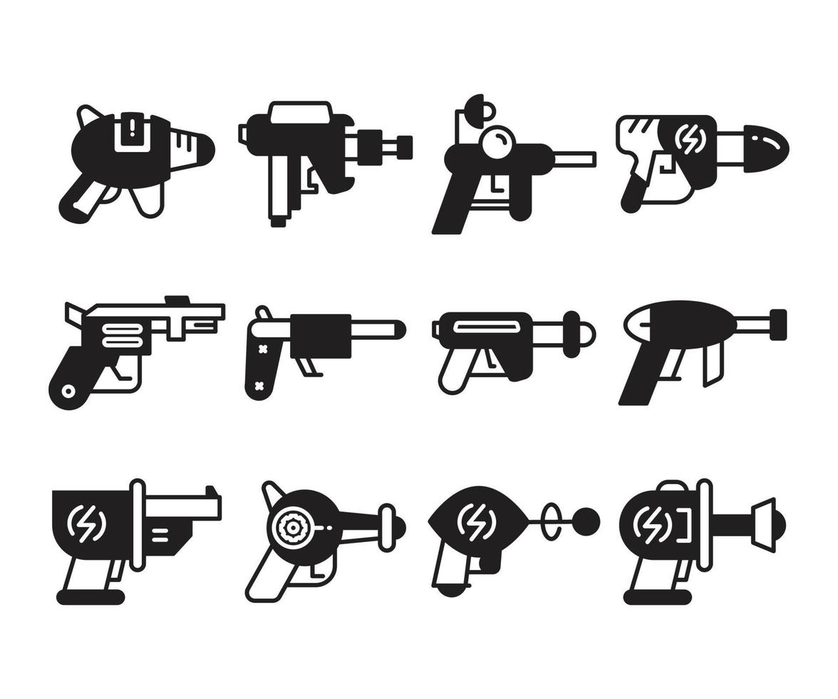 futuristische pistool iconen set vector