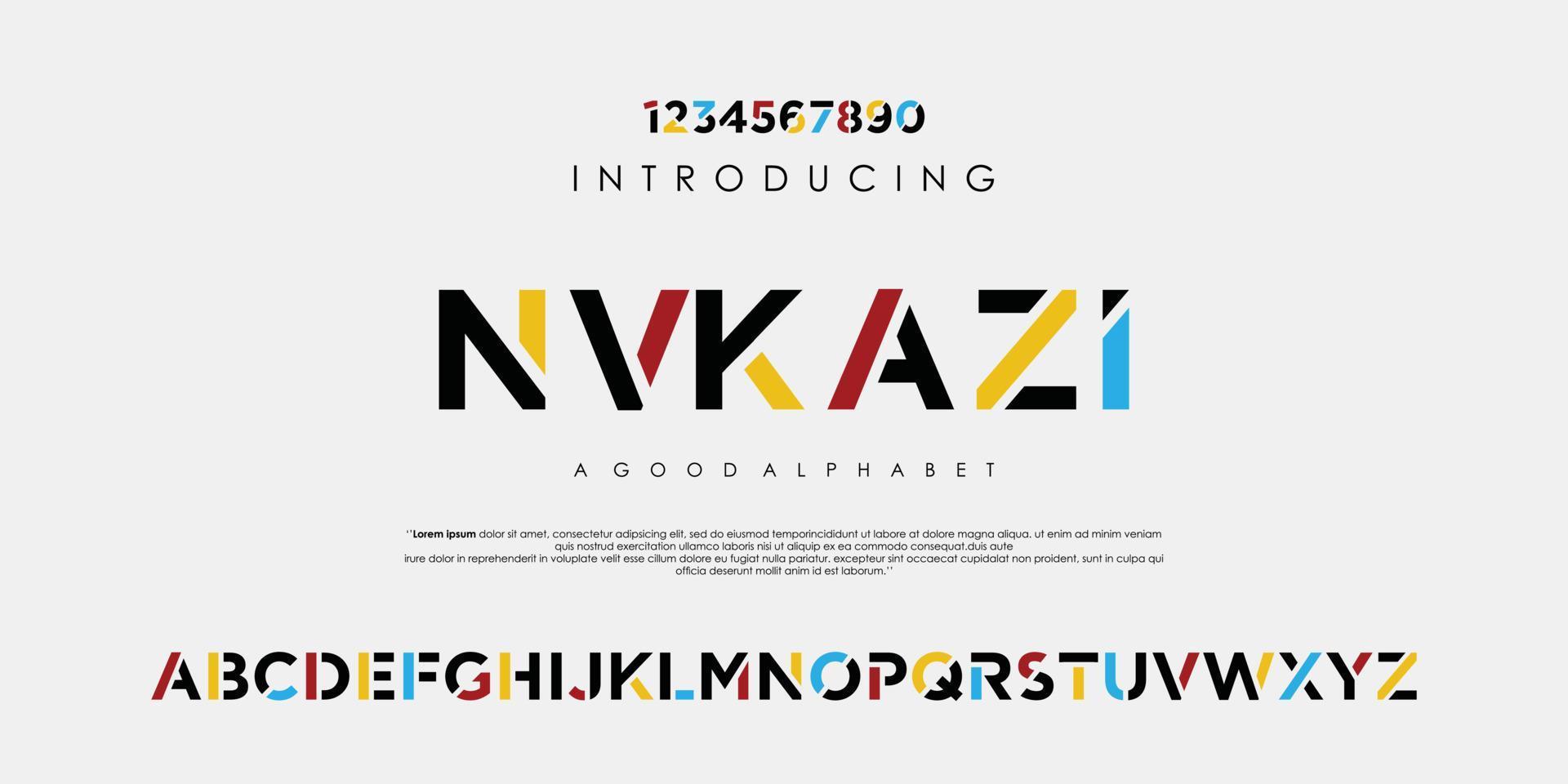 modern abstract digitaal alfabet lettertype. minimaal technologie typografie, creatief sport doopvont en met nummers. vector illustratie