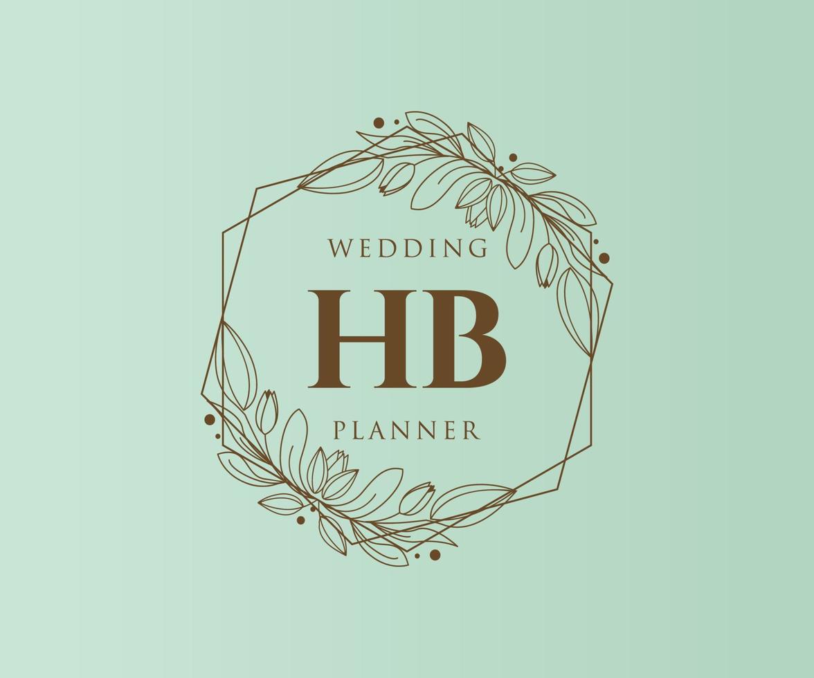 hb initialen brief bruiloft monogram logos verzameling, hand- getrokken modern minimalistisch en bloemen Sjablonen voor uitnodiging kaarten, opslaan de datum, elegant identiteit voor restaurant, boetiek, cafe in vector