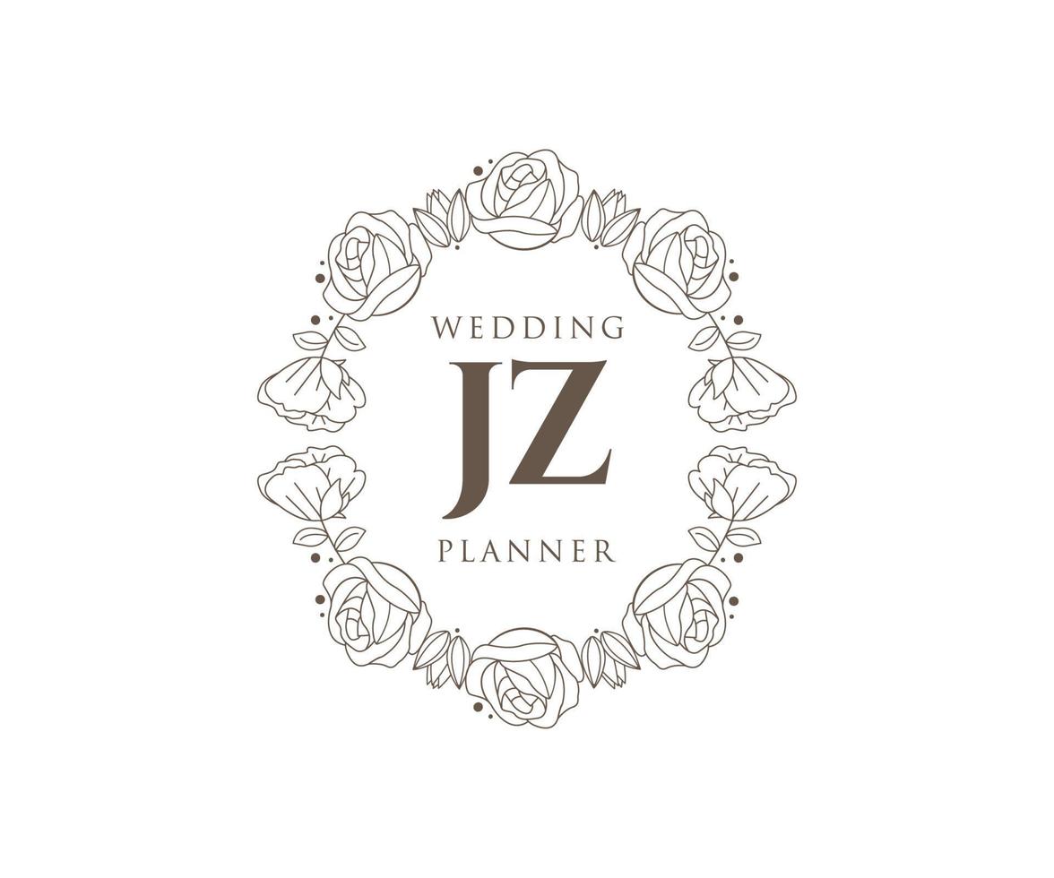 jz initialen brief bruiloft monogram logos verzameling, hand- getrokken modern minimalistisch en bloemen Sjablonen voor uitnodiging kaarten, opslaan de datum, elegant identiteit voor restaurant, boetiek, cafe in vector