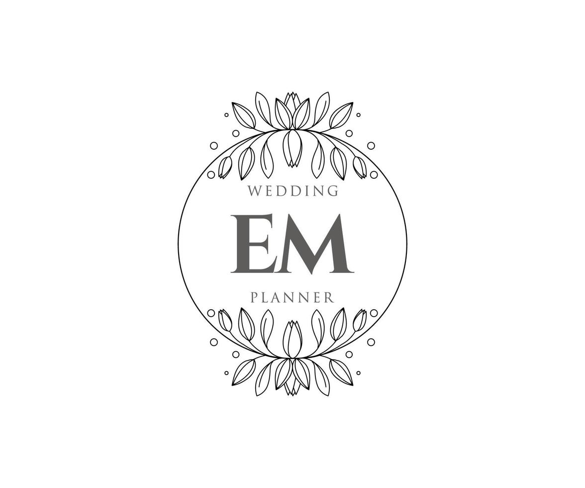 em initialen brief bruiloft monogram logos verzameling, hand- getrokken modern minimalistisch en bloemen Sjablonen voor uitnodiging kaarten, opslaan de datum, elegant identiteit voor restaurant, boetiek, cafe in vector