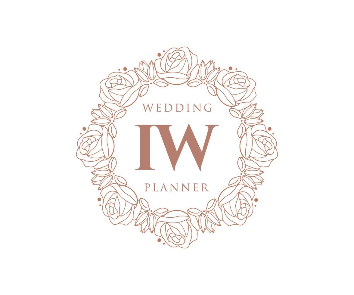 iw initialen brief bruiloft monogram logos verzameling, hand- getrokken modern minimalistisch en bloemen Sjablonen voor uitnodiging kaarten, opslaan de datum, elegant identiteit voor restaurant, boetiek, cafe in vector