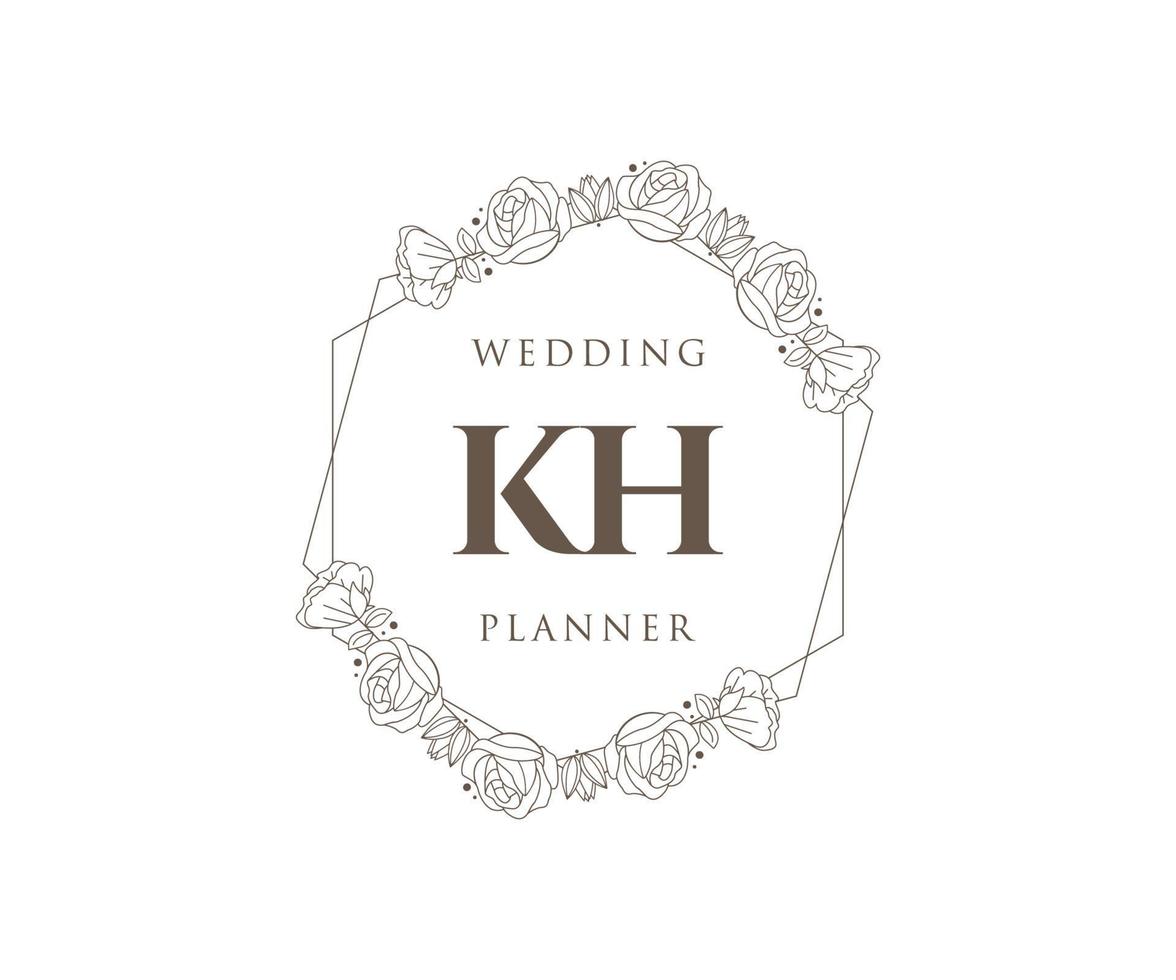 kh initialen brief bruiloft monogram logos verzameling, hand- getrokken modern minimalistisch en bloemen Sjablonen voor uitnodiging kaarten, opslaan de datum, elegant identiteit voor restaurant, boetiek, cafe in vector