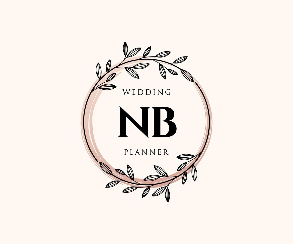 nb initialen brief bruiloft monogram logos verzameling, hand- getrokken modern minimalistisch en bloemen Sjablonen voor uitnodiging kaarten, opslaan de datum, elegant identiteit voor restaurant, boetiek, cafe in vector