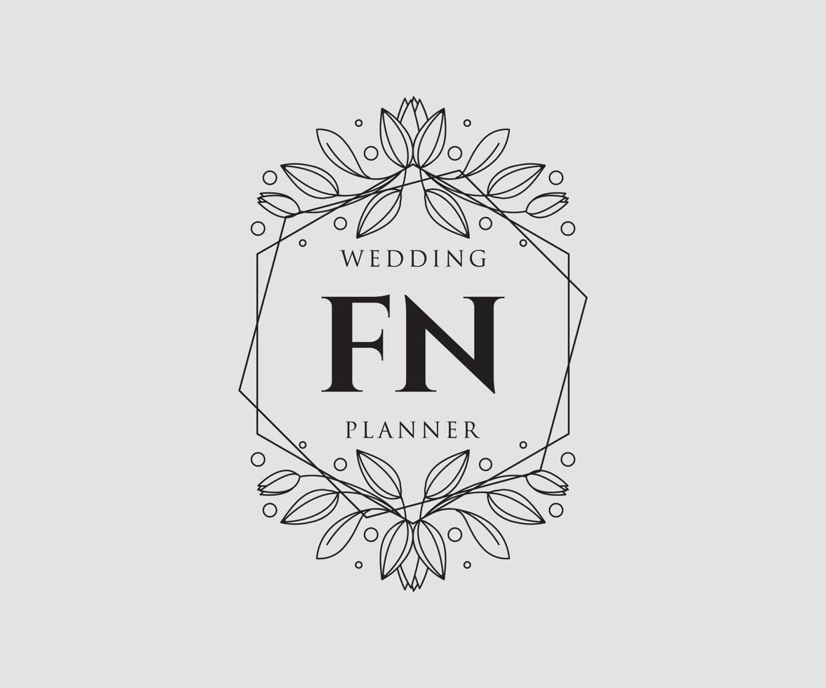 fn initialen brief bruiloft monogram logos verzameling, hand- getrokken modern minimalistisch en bloemen Sjablonen voor uitnodiging kaarten, opslaan de datum, elegant identiteit voor restaurant, boetiek, cafe in vector