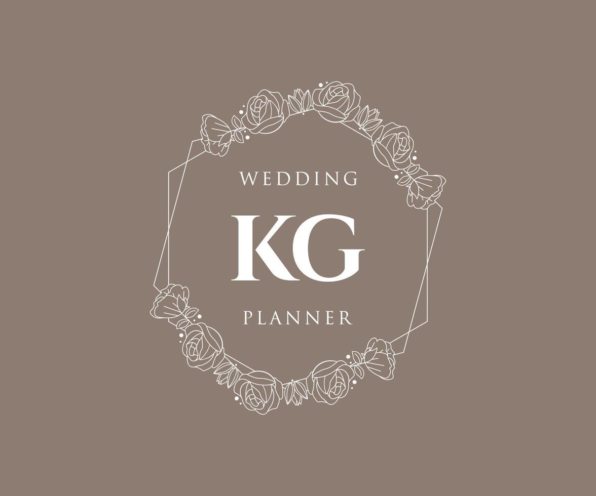 kg initialen brief bruiloft monogram logos verzameling, hand- getrokken modern minimalistisch en bloemen Sjablonen voor uitnodiging kaarten, opslaan de datum, elegant identiteit voor restaurant, boetiek, cafe in vector