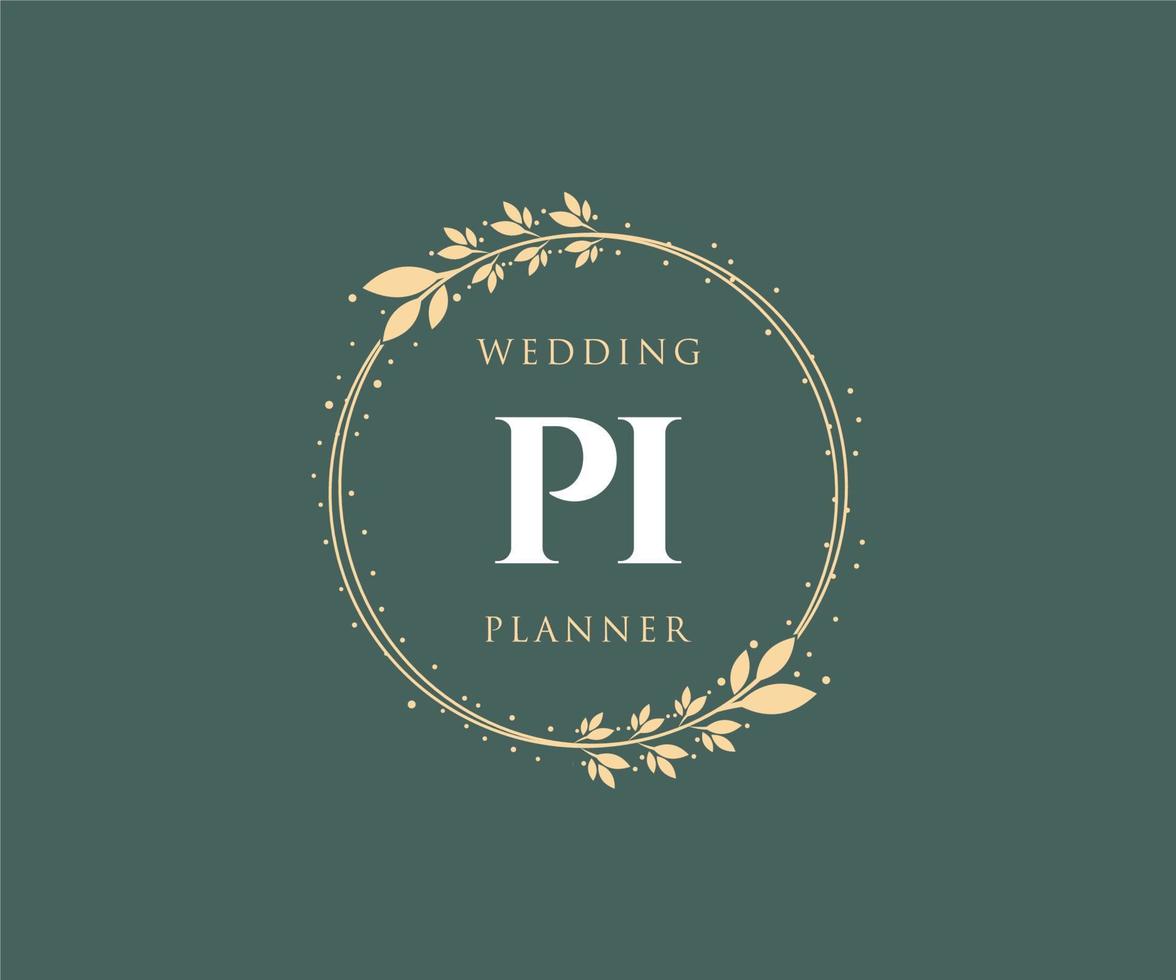 pi initialen brief bruiloft monogram logos verzameling, hand- getrokken modern minimalistisch en bloemen Sjablonen voor uitnodiging kaarten, opslaan de datum, elegant identiteit voor restaurant, boetiek, cafe in vector