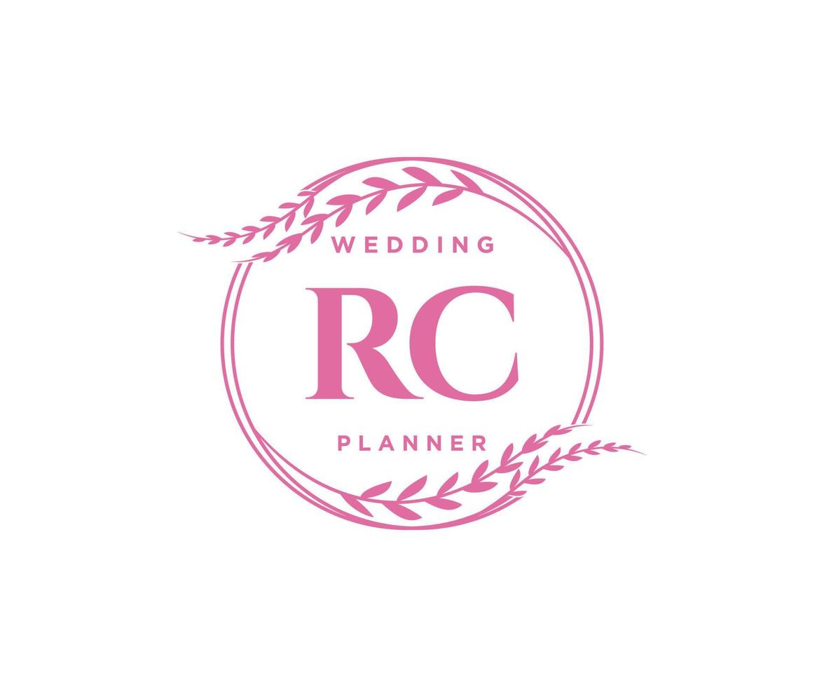 rc initialen brief bruiloft monogram logos verzameling, hand- getrokken modern minimalistisch en bloemen Sjablonen voor uitnodiging kaarten, opslaan de datum, elegant identiteit voor restaurant, boetiek, cafe in vector