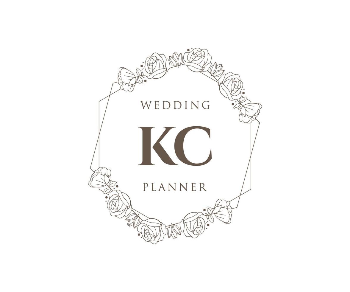 kc initialen brief bruiloft monogram logos verzameling, hand- getrokken modern minimalistisch en bloemen Sjablonen voor uitnodiging kaarten, opslaan de datum, elegant identiteit voor restaurant, boetiek, cafe in vector