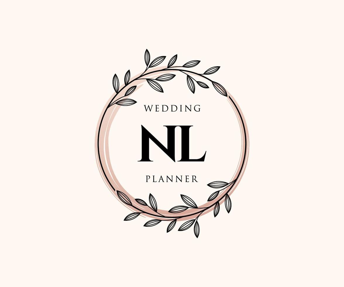 nl initialen brief bruiloft monogram logos verzameling, hand- getrokken modern minimalistisch en bloemen Sjablonen voor uitnodiging kaarten, opslaan de datum, elegant identiteit voor restaurant, boetiek, cafe in vector