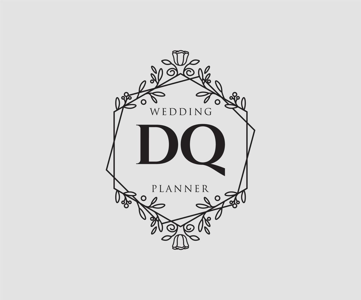 dq initialen brief bruiloft monogram logos verzameling, hand- getrokken modern minimalistisch en bloemen Sjablonen voor uitnodiging kaarten, opslaan de datum, elegant identiteit voor restaurant, boetiek, cafe in vector