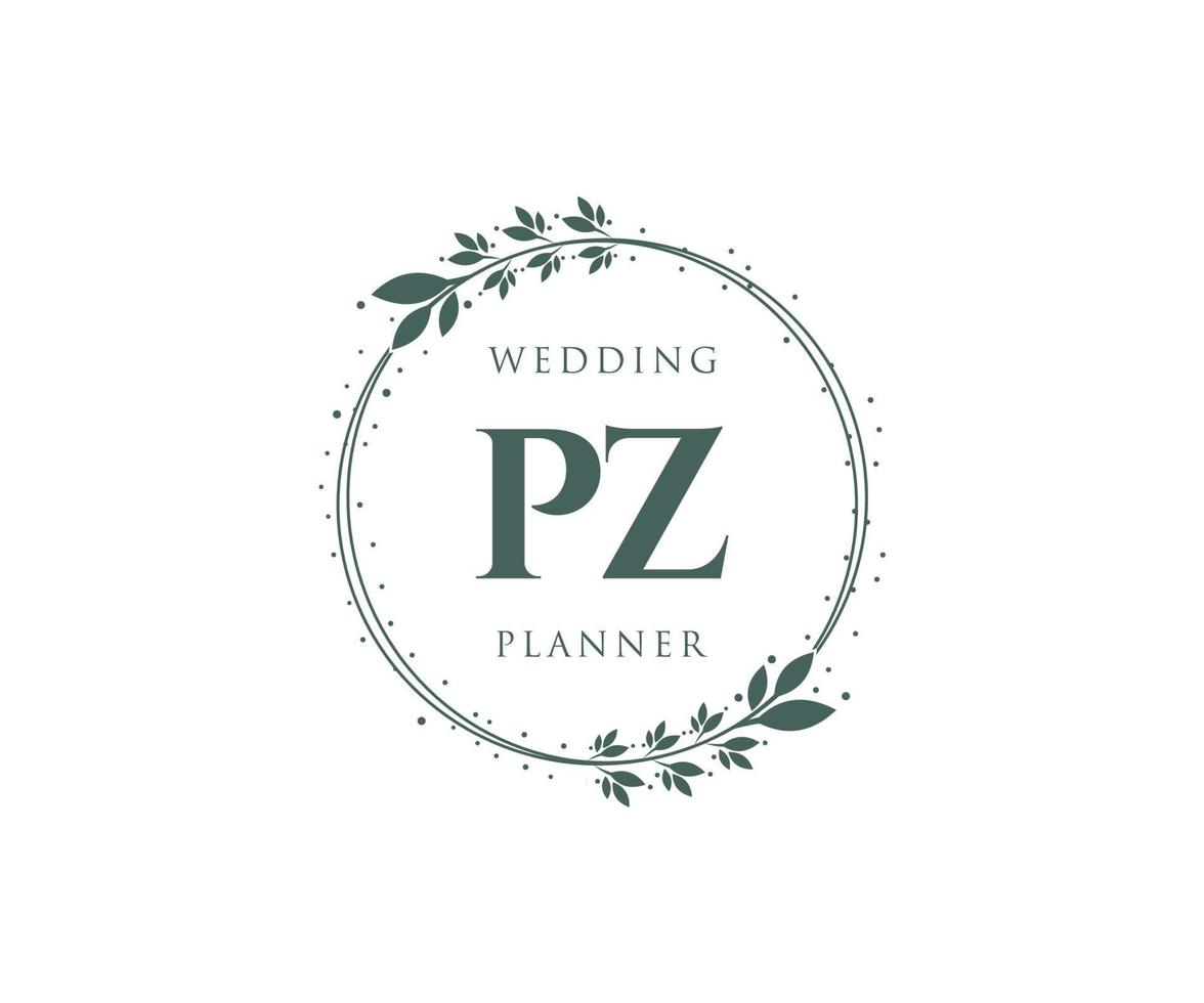 pz initialen brief bruiloft monogram logos verzameling, hand- getrokken modern minimalistisch en bloemen Sjablonen voor uitnodiging kaarten, opslaan de datum, elegant identiteit voor restaurant, boetiek, cafe in vector