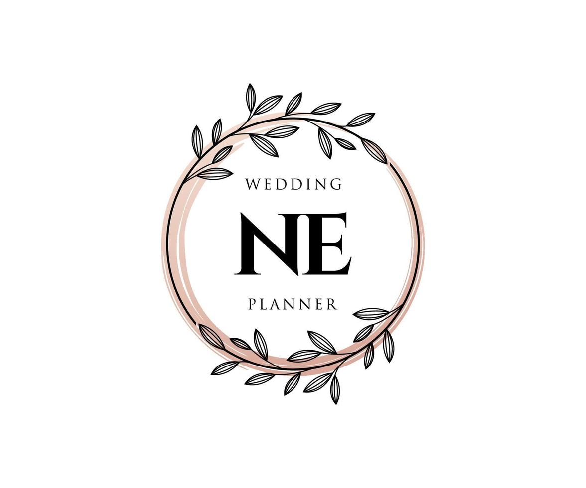 ne initialen brief bruiloft monogram logos verzameling, hand- getrokken modern minimalistisch en bloemen Sjablonen voor uitnodiging kaarten, opslaan de datum, elegant identiteit voor restaurant, boetiek, cafe in vector