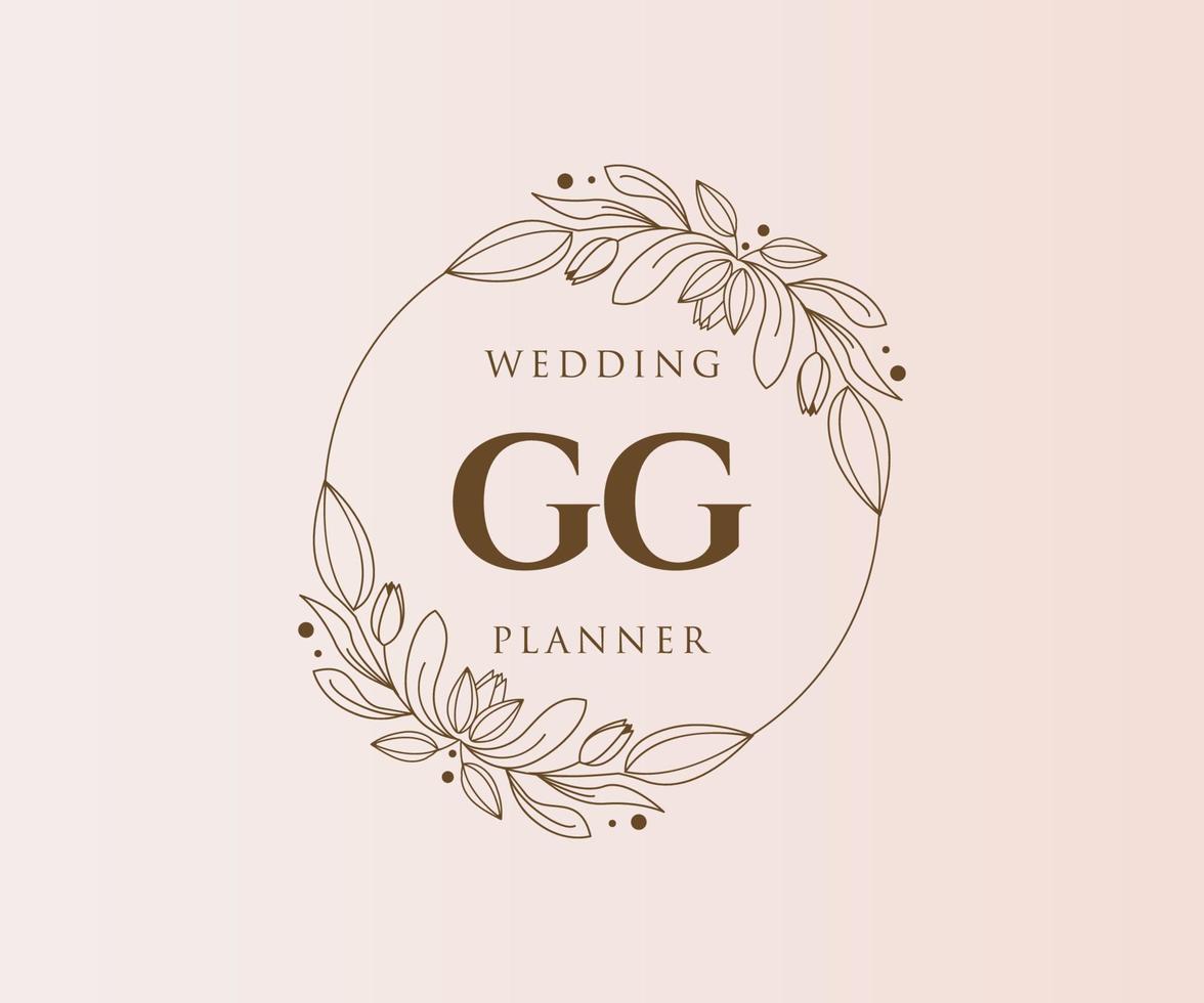 gg initialen brief bruiloft monogram logos verzameling, hand- getrokken modern minimalistisch en bloemen Sjablonen voor uitnodiging kaarten, opslaan de datum, elegant identiteit voor restaurant, boetiek, cafe in vector