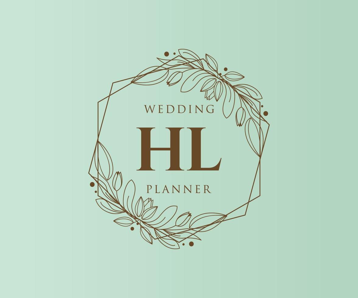 hl initialen brief bruiloft monogram logos verzameling, hand- getrokken modern minimalistisch en bloemen Sjablonen voor uitnodiging kaarten, opslaan de datum, elegant identiteit voor restaurant, boetiek, cafe in vector