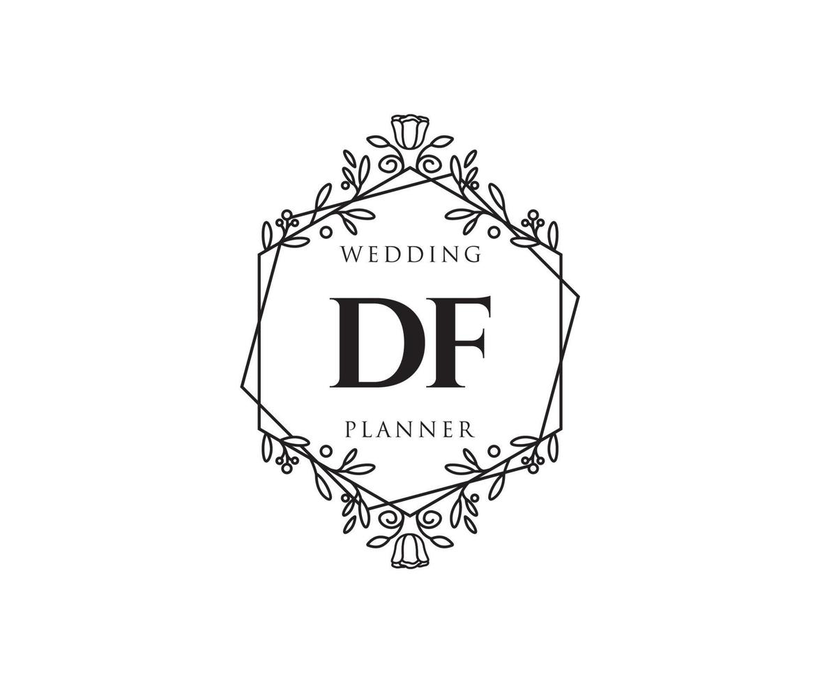 df initialen brief bruiloft monogram logos verzameling, hand- getrokken modern minimalistisch en bloemen Sjablonen voor uitnodiging kaarten, opslaan de datum, elegant identiteit voor restaurant, boetiek, cafe in vector