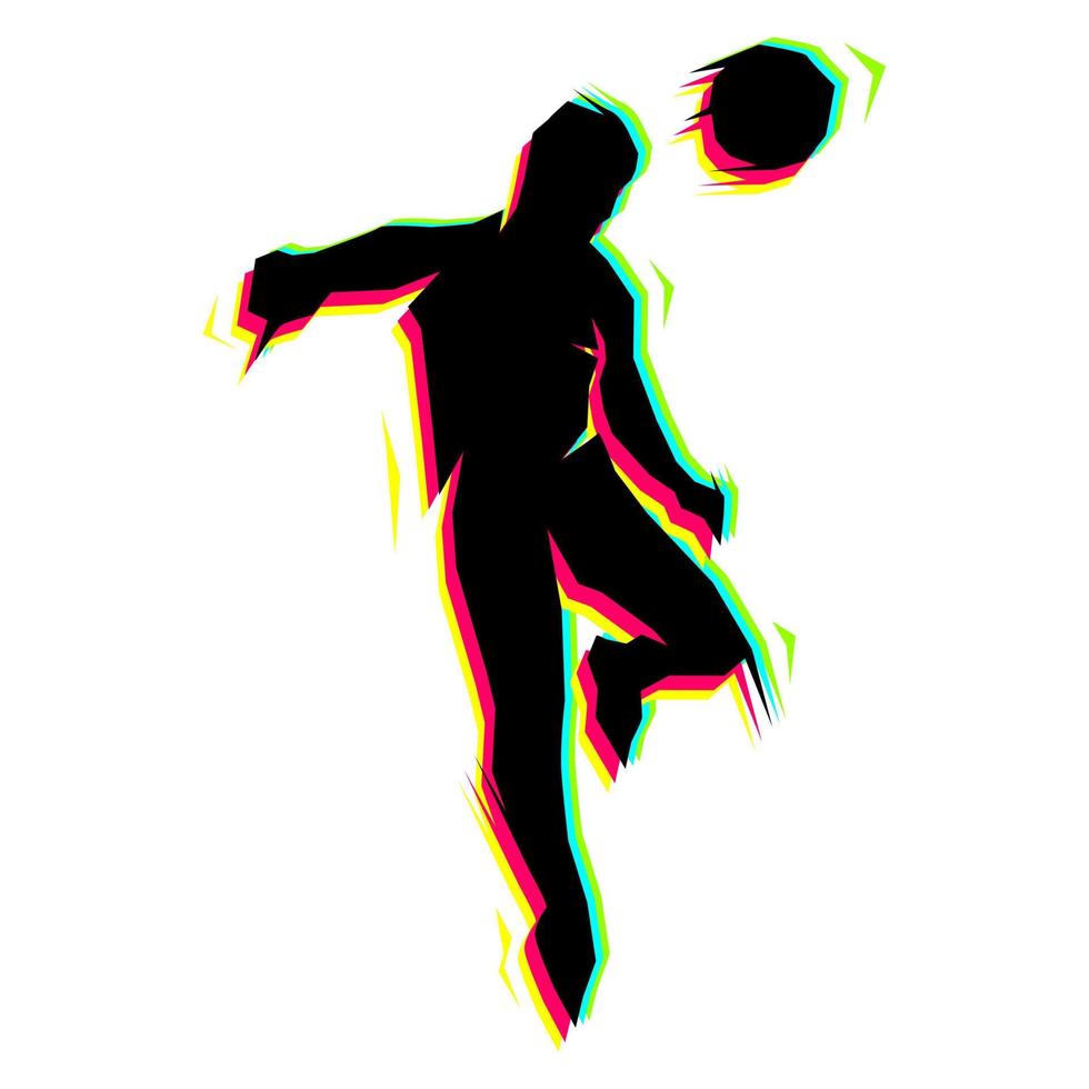 silhouet van spelen bal met contrasterend kleur schaduw vector