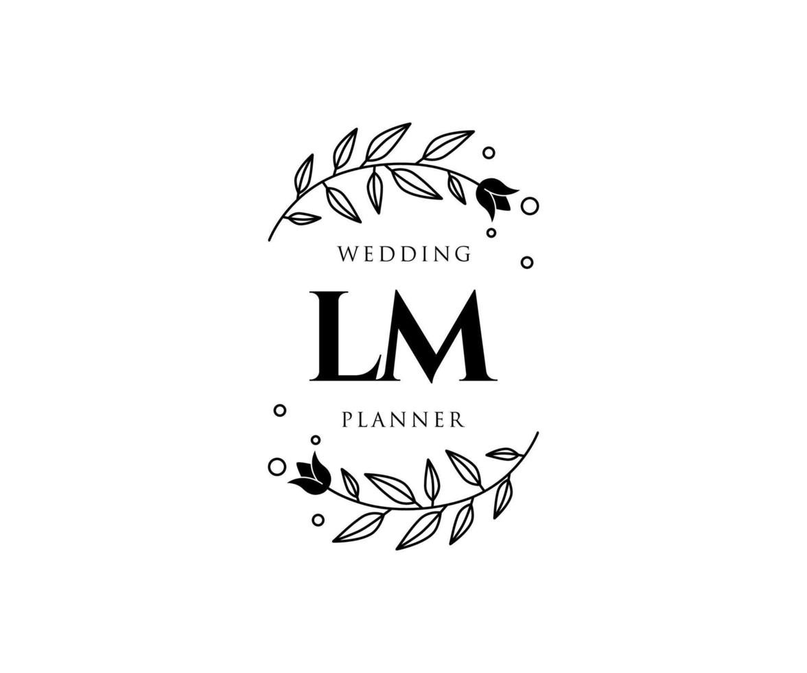 lm initialen brief bruiloft monogram logos verzameling, hand- getrokken modern minimalistisch en bloemen Sjablonen voor uitnodiging kaarten, opslaan de datum, elegant identiteit voor restaurant, boetiek, cafe in vector