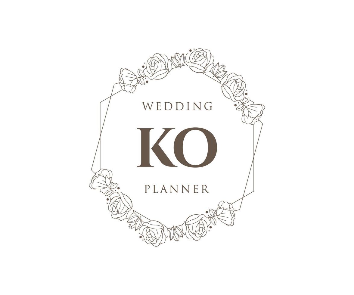 ko initialen brief bruiloft monogram logos verzameling, hand- getrokken modern minimalistisch en bloemen Sjablonen voor uitnodiging kaarten, opslaan de datum, elegant identiteit voor restaurant, boetiek, cafe in vector