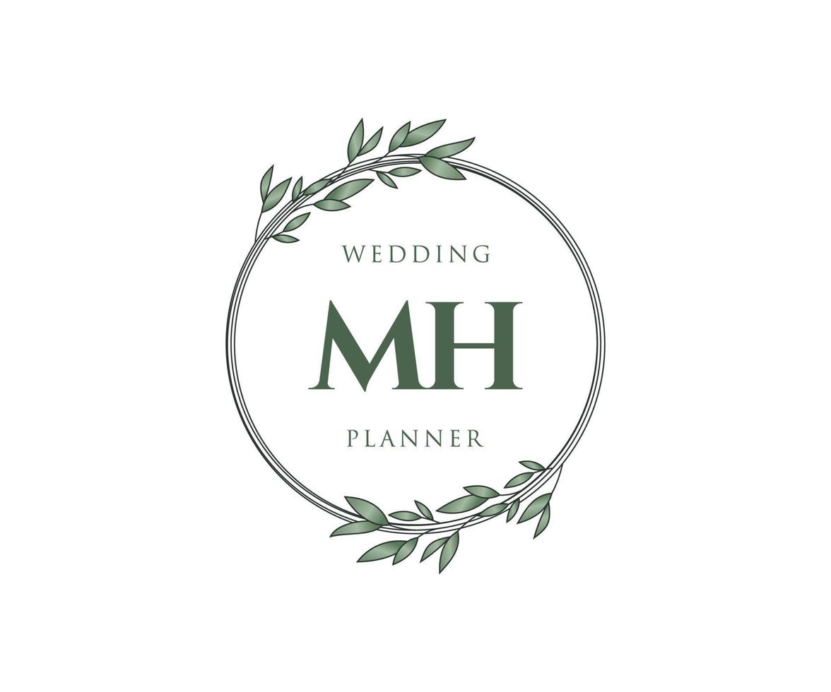 mh initialen brief bruiloft monogram logos verzameling, hand- getrokken modern minimalistisch en bloemen Sjablonen voor uitnodiging kaarten, opslaan de datum, elegant identiteit voor restaurant, boetiek, cafe in vector