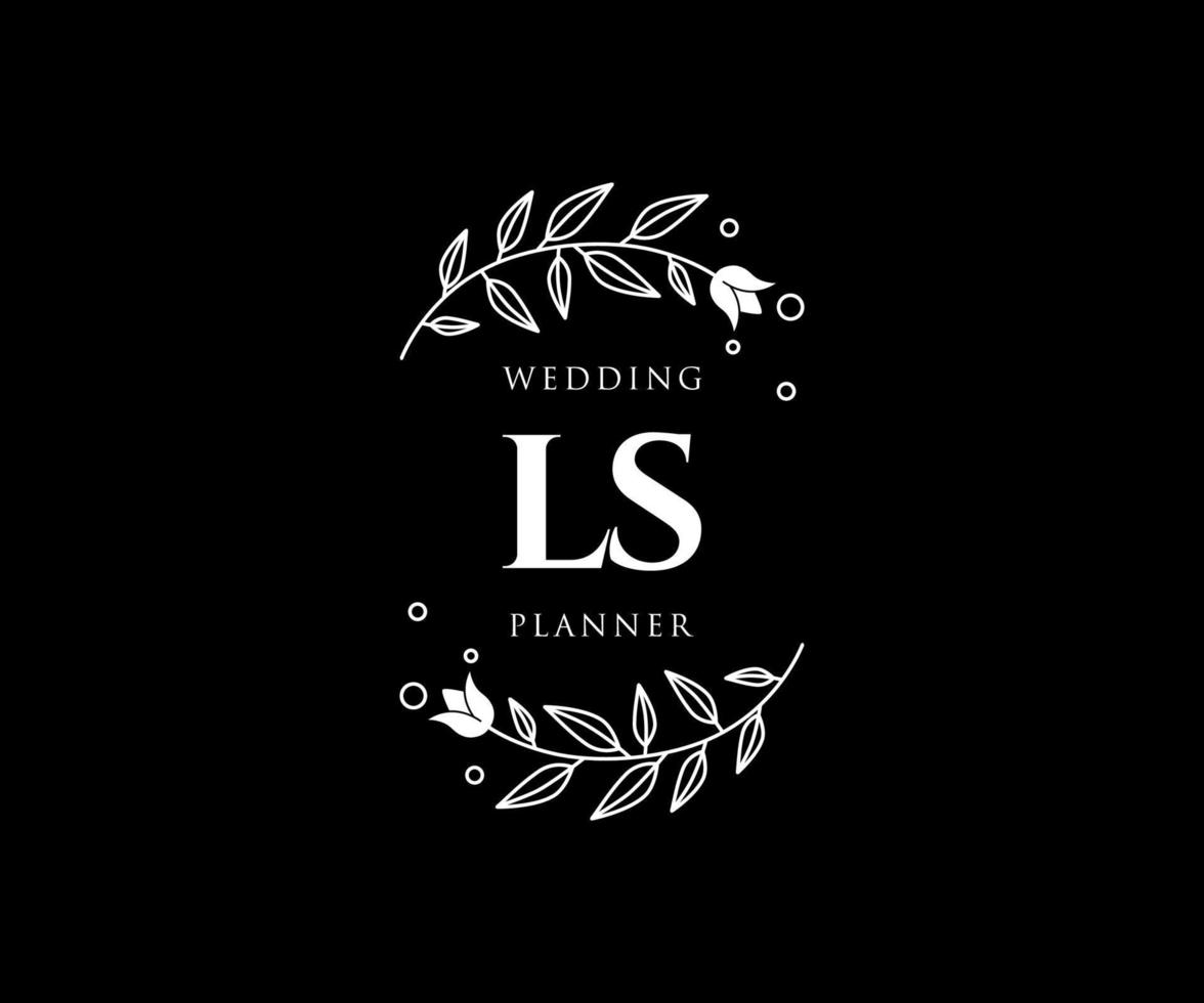 ls initialen brief bruiloft monogram logos verzameling, hand- getrokken modern minimalistisch en bloemen Sjablonen voor uitnodiging kaarten, opslaan de datum, elegant identiteit voor restaurant, boetiek, cafe in vector