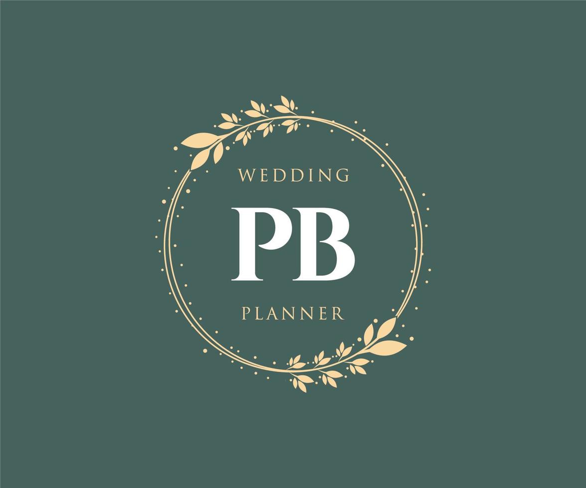 pb initialen brief bruiloft monogram logos verzameling, hand- getrokken modern minimalistisch en bloemen Sjablonen voor uitnodiging kaarten, opslaan de datum, elegant identiteit voor restaurant, boetiek, cafe in vector