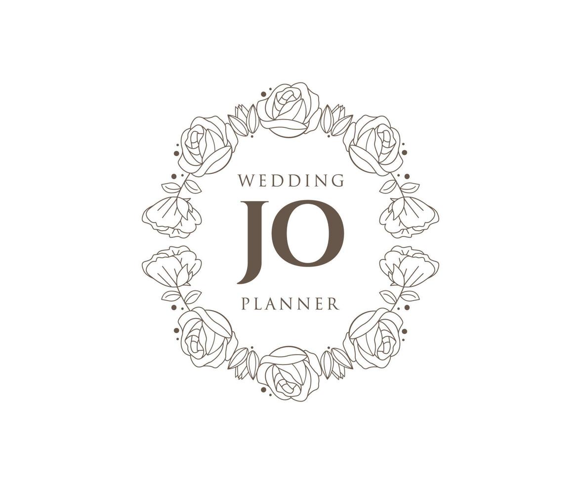 jo initialen brief bruiloft monogram logos verzameling, hand- getrokken modern minimalistisch en bloemen Sjablonen voor uitnodiging kaarten, opslaan de datum, elegant identiteit voor restaurant, boetiek, cafe in vector