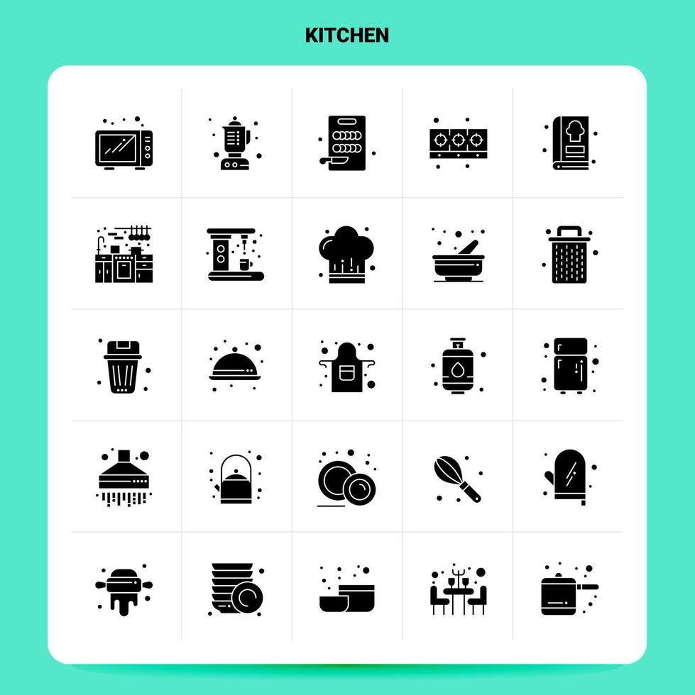 solide 25 keuken icoon reeks vector glyph stijl ontwerp zwart pictogrammen reeks web en mobiel bedrijf ideeën ontwerp vector illustratie
