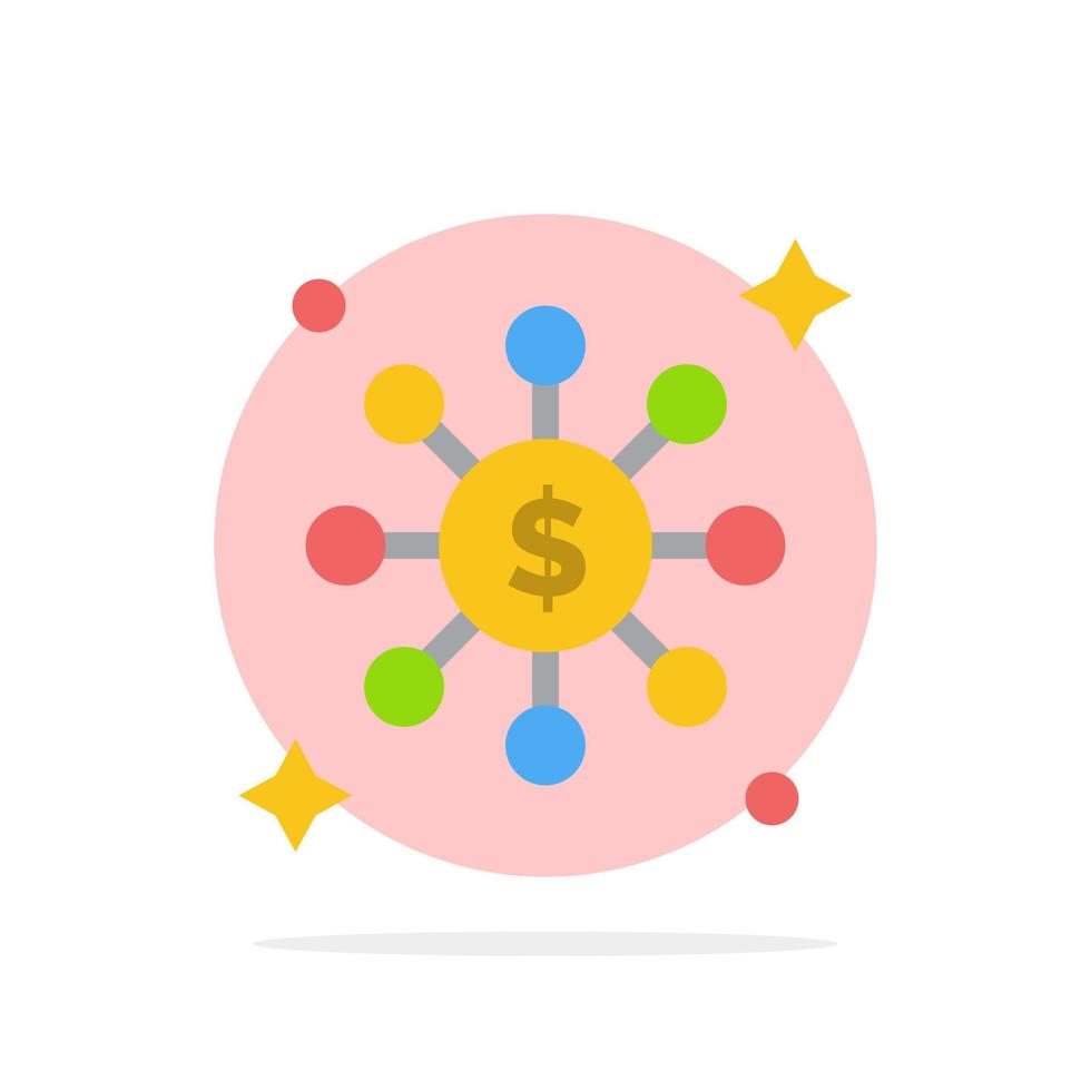 dollar delen netwerk abstract cirkel achtergrond vlak kleur icoon vector