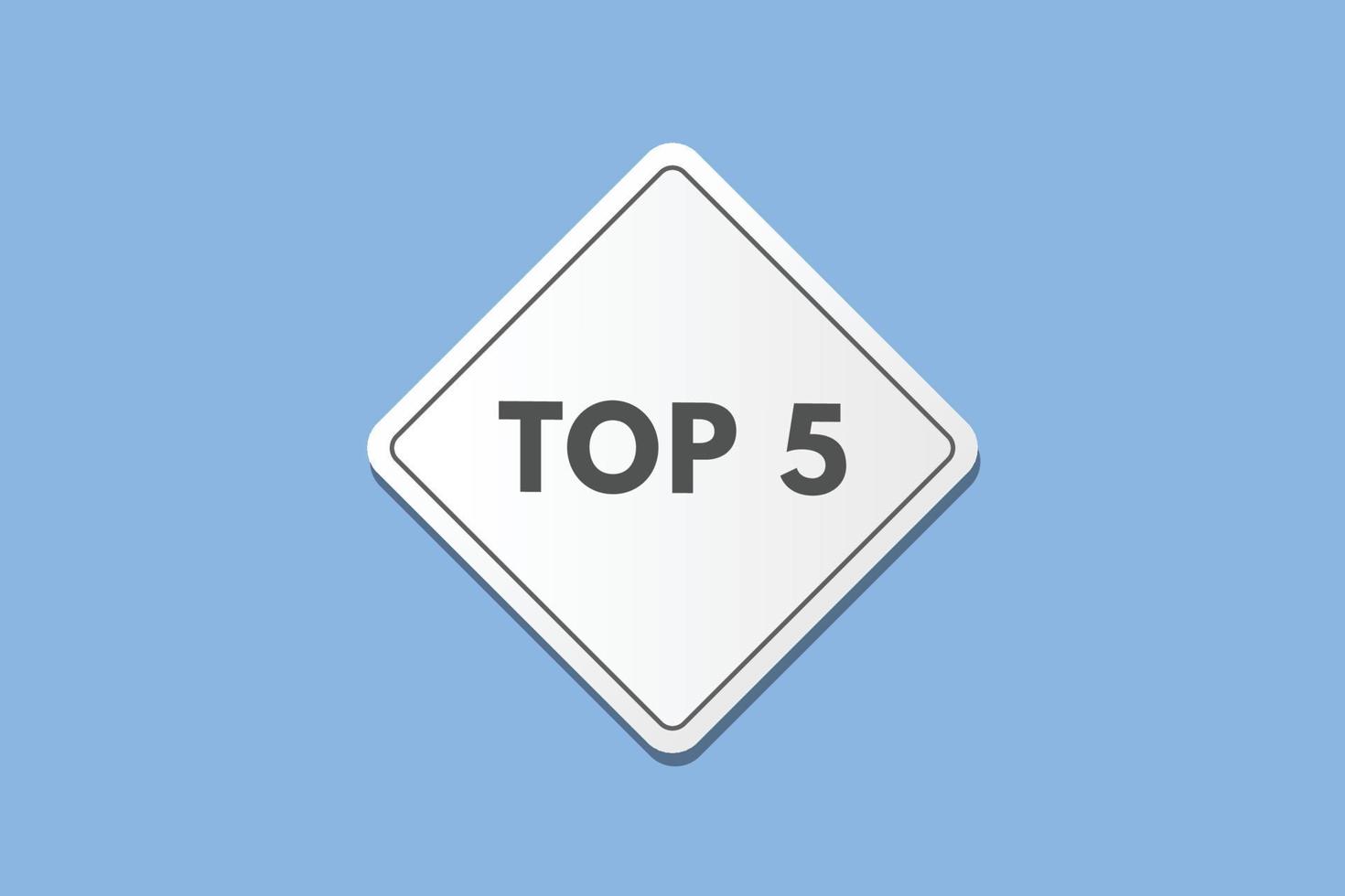 top 5 tekst knop. top 5 teken icoon etiket sticker web toetsen vector