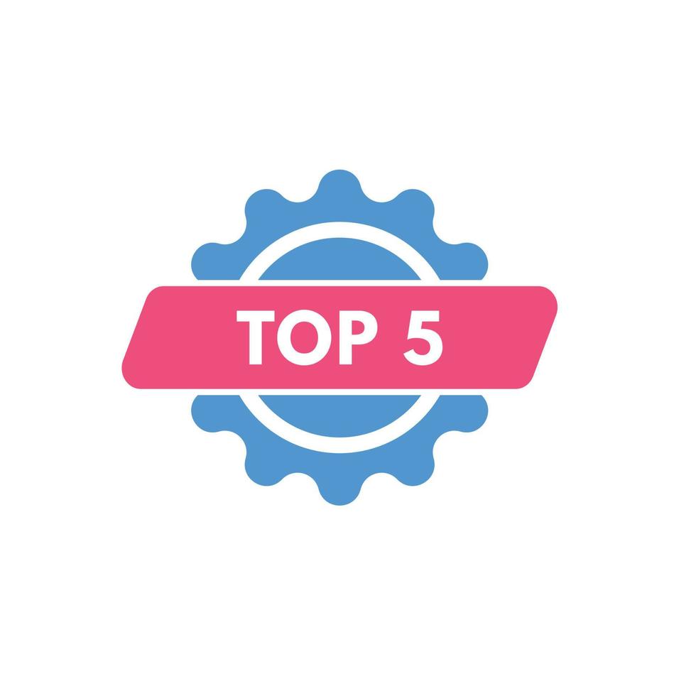 top 5 tekst knop. top 5 teken icoon etiket sticker web toetsen vector