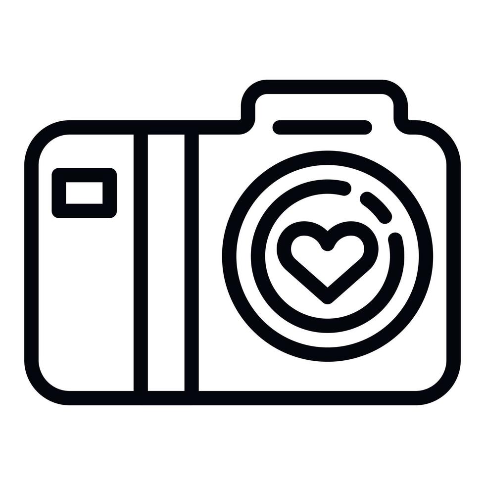 huwelijksreis foto camera icoon, schets stijl vector