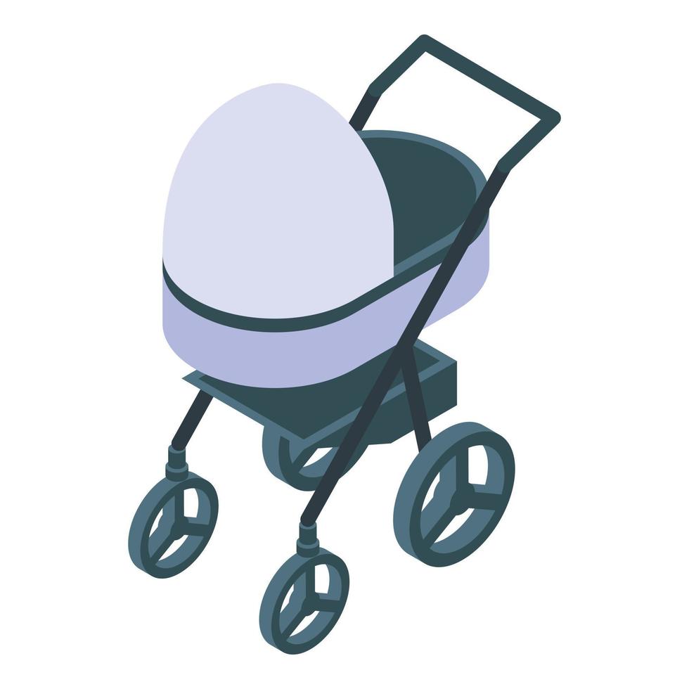 textiel baby kinderwagen icoon, isometrische stijl vector