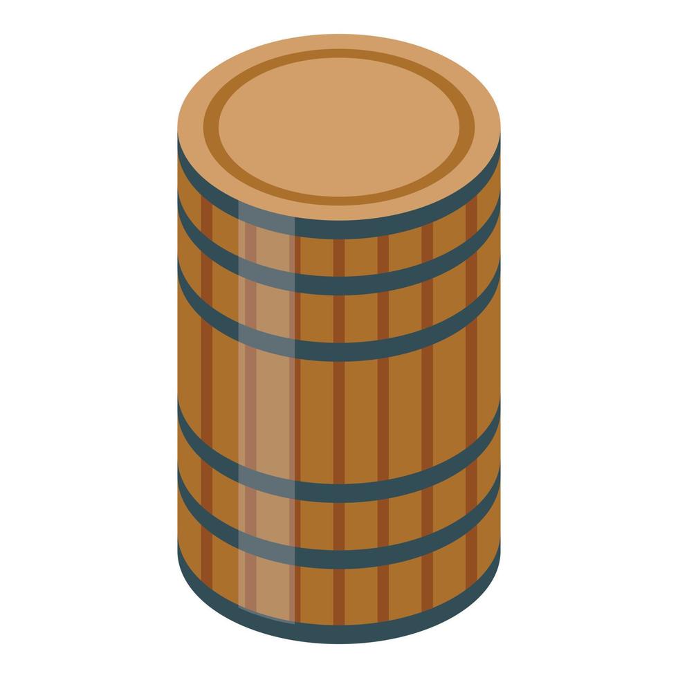 hout vat icoon, isometrische stijl vector