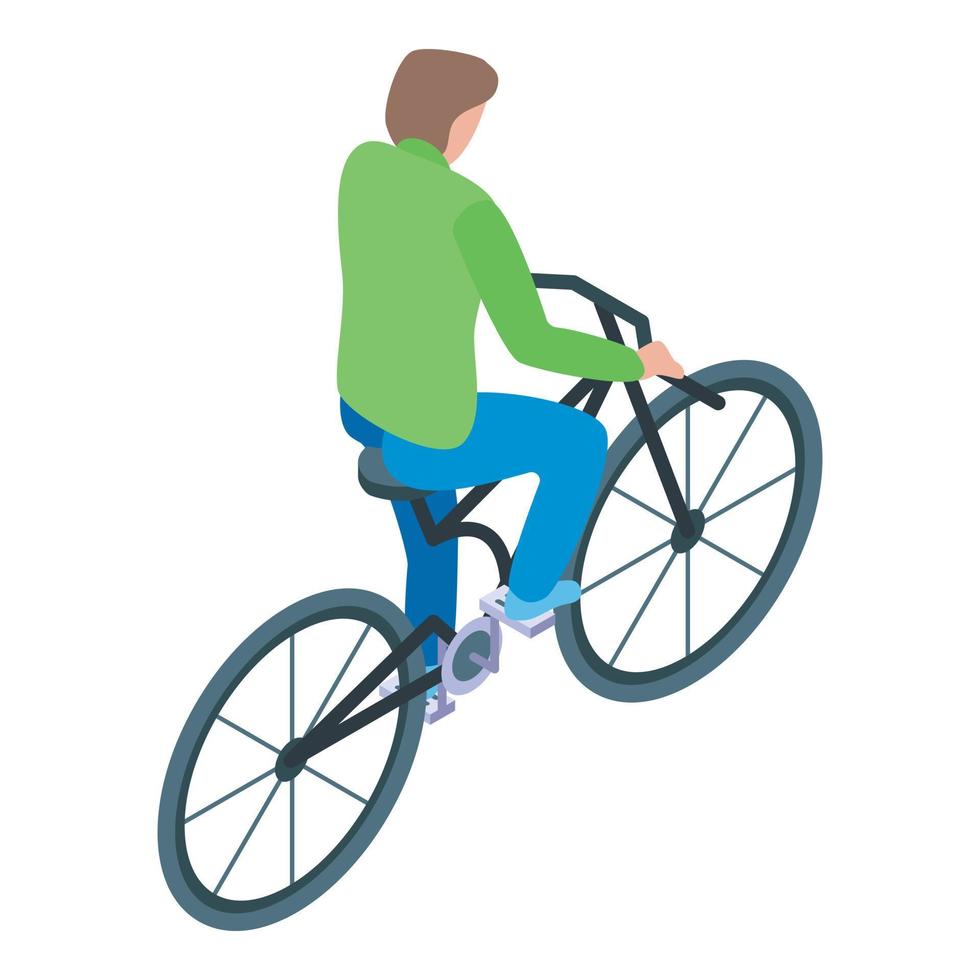 Mens rijden fiets icoon, isometrische stijl vector