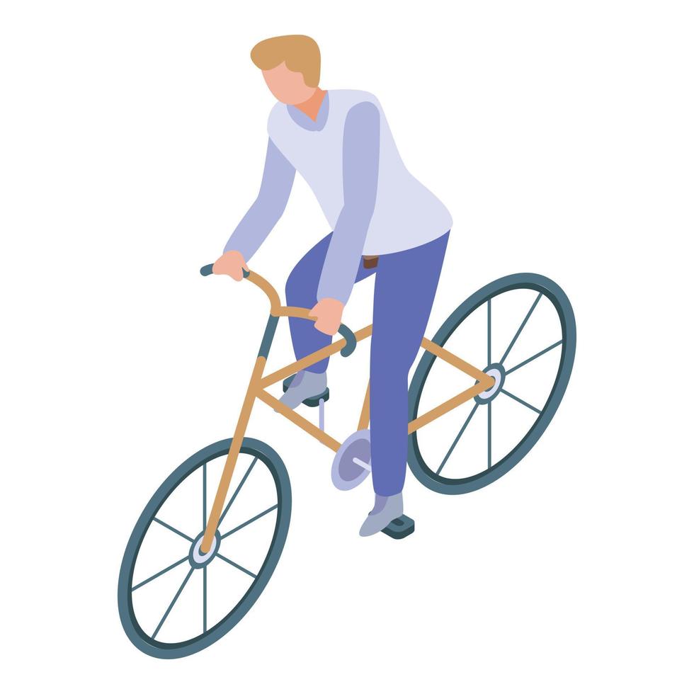 vader rijden fiets icoon, isometrische stijl vector