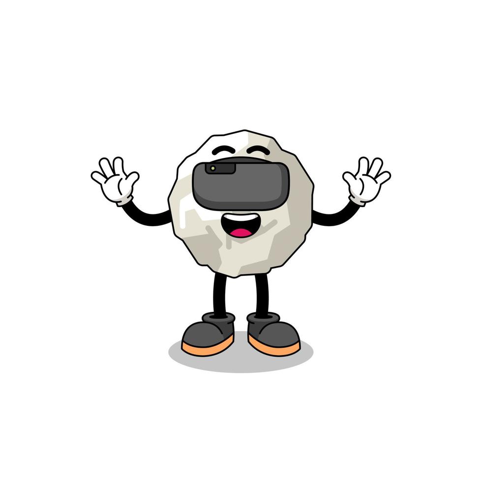 illustratie van verfrommeld papier met een vr koptelefoon vector